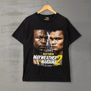 Vintage Floyd Mayweather Marcus Maidana Black Boxing Tee Shirt‎ Medium